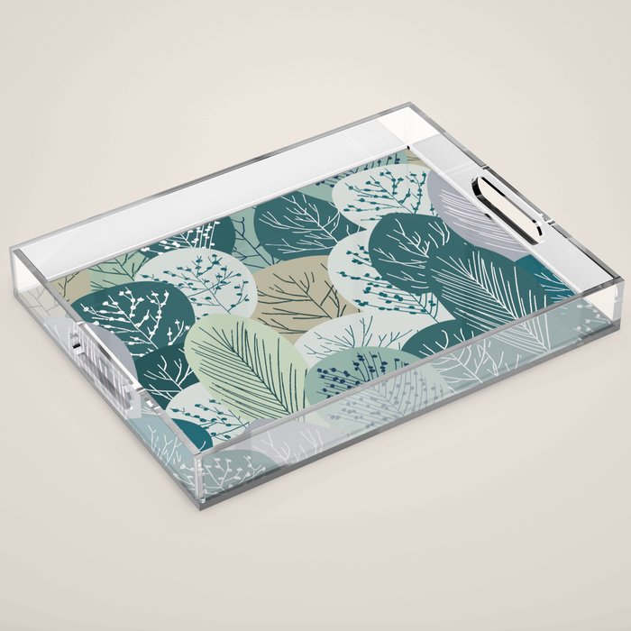 Forest Woodland Trees, Green, Floral Prints Acrylic Tray Gallery Image 1