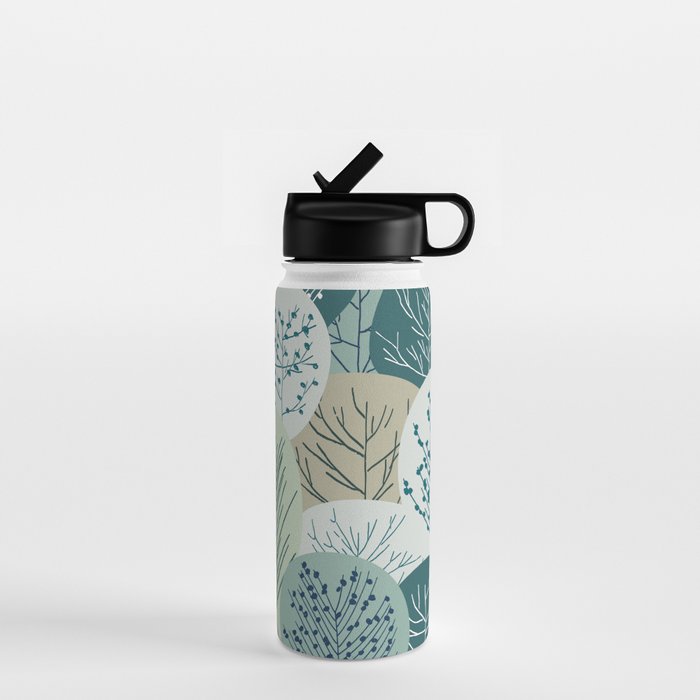 Forest Woodland Trees, Green, Floral Prints Water Bottle Gallery Image 1