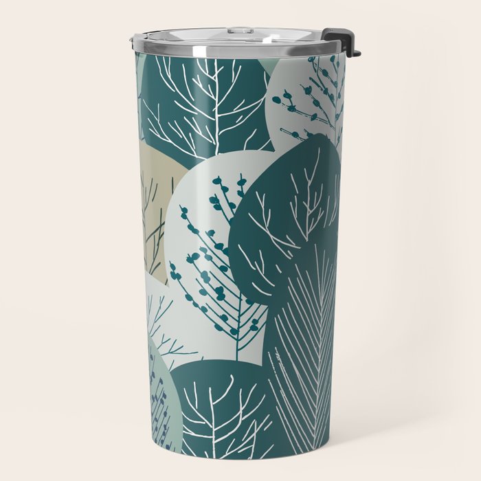 Forest Woodland Trees, Green, Floral Prints Travel Mug Gallery Image 2