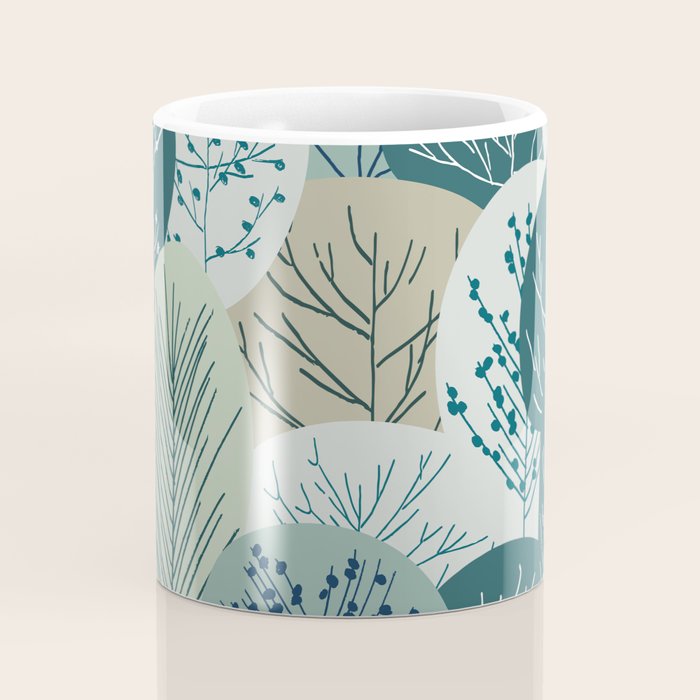 Forest Woodland Trees, Green, Floral Prints Coffee Mug Gallery Image 4