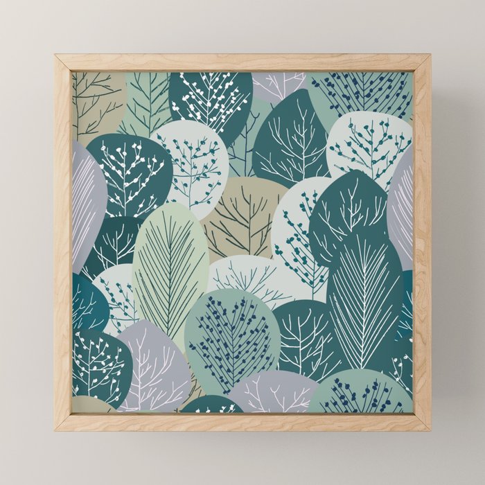 Forest Woodland Trees, Green, Floral Prints Mini Art Print Gallery Image 1