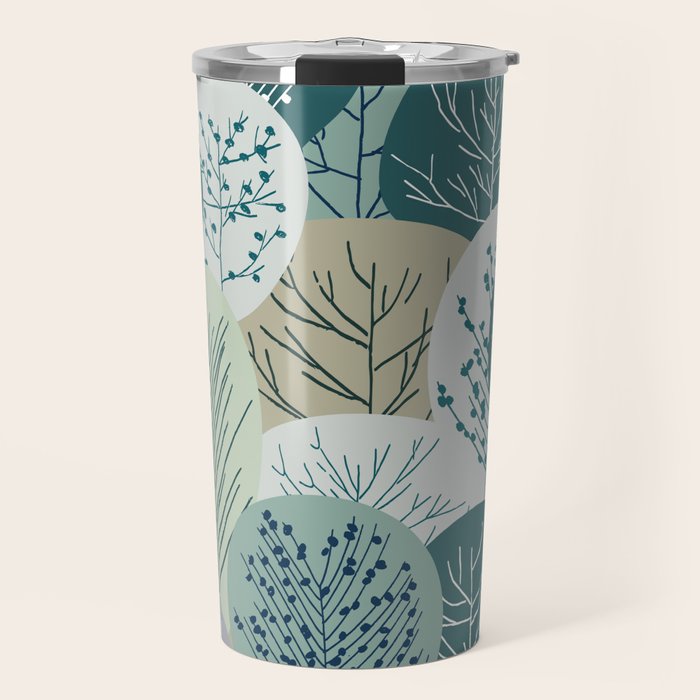 Forest Woodland Trees, Green, Floral Prints Travel Mug Gallery Image 1