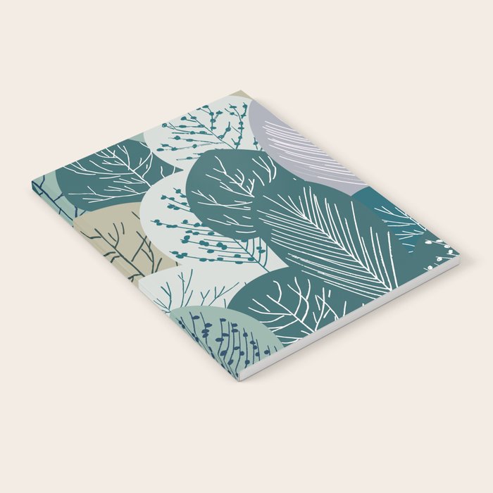 Forest Woodland Trees, Green, Floral Prints Notebook Gallery Image 1