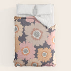 Retro Frilly Flowers in Pink and Orange Comforter Gallery Image 6
