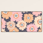 Retro Frilly Flowers in Pink and Orange Desk Mat Gallery Image 3