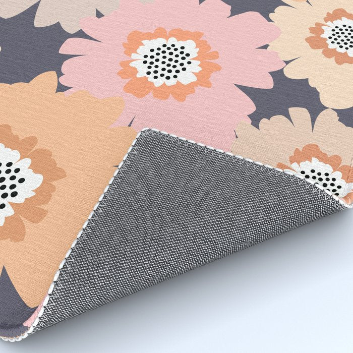 Retro Frilly Flowers in Pink and Orange Rug Gallery Image 4