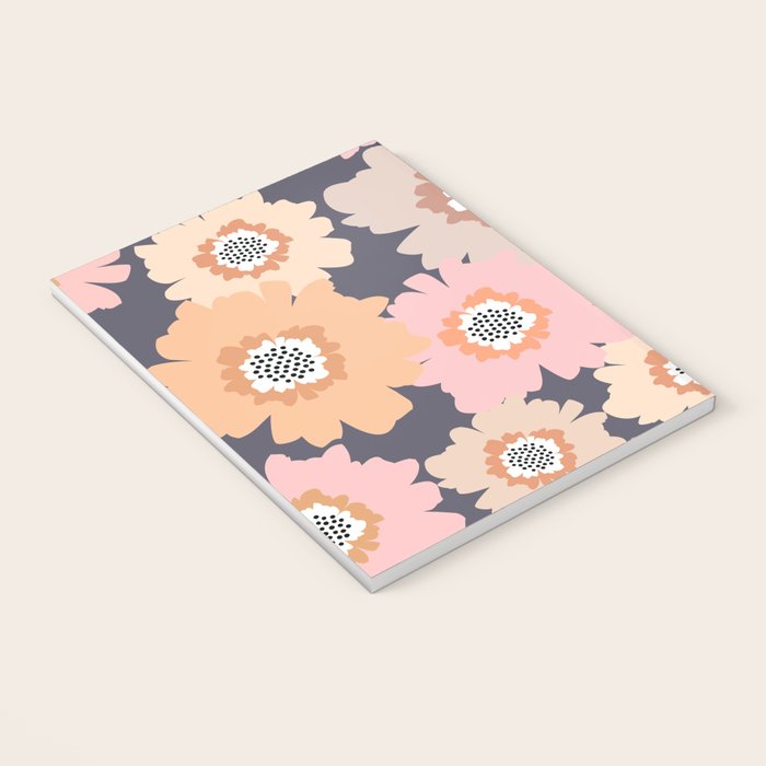 Retro Frilly Flowers in Pink and Orange Notebook Gallery Image 3