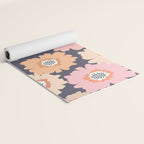 Retro Frilly Flowers in Pink and Orange Yoga Mat Gallery Image 2