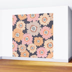 Retro Frilly Flowers in Pink and Orange Wall Mural Gallery Image 2