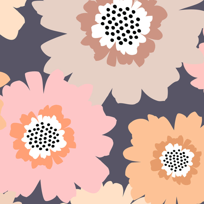 Retro Frilly Flowers in Pink and Orange Coffee Mug Gallery Image 2