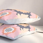 Retro Frilly Flowers in Pink and Orange Pillow Sham Gallery Image 3