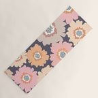 Retro Frilly Flowers in Pink and Orange Yoga Mat Gallery Image 1