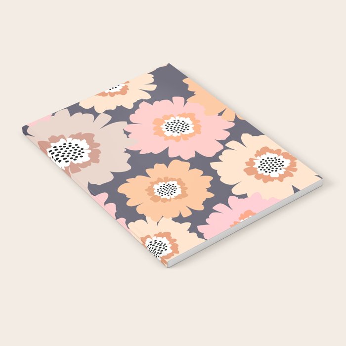 Retro Frilly Flowers in Pink and Orange Notebook Gallery Image 2
