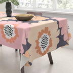 Retro Frilly Flowers in Pink and Orange Tablecloth Gallery Image 3