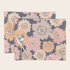 Retro Frilly Flowers in Pink and Orange Placemat Gallery Image 1