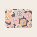 Retro Frilly Flowers in Pink and Orange Bath Mat Gallery Image 1