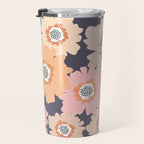 Retro Frilly Flowers in Pink and Orange Travel Mug Gallery Image 3