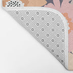 Retro Frilly Flowers in Pink and Orange Bath Mat Gallery Image 2