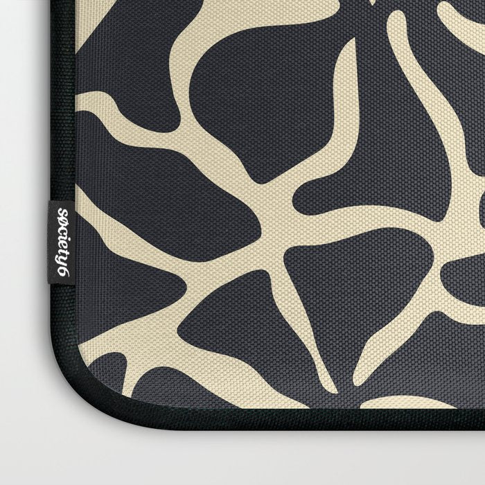 Black and white abstract flower art pattern Laptop Sleeve Gallery Image 3