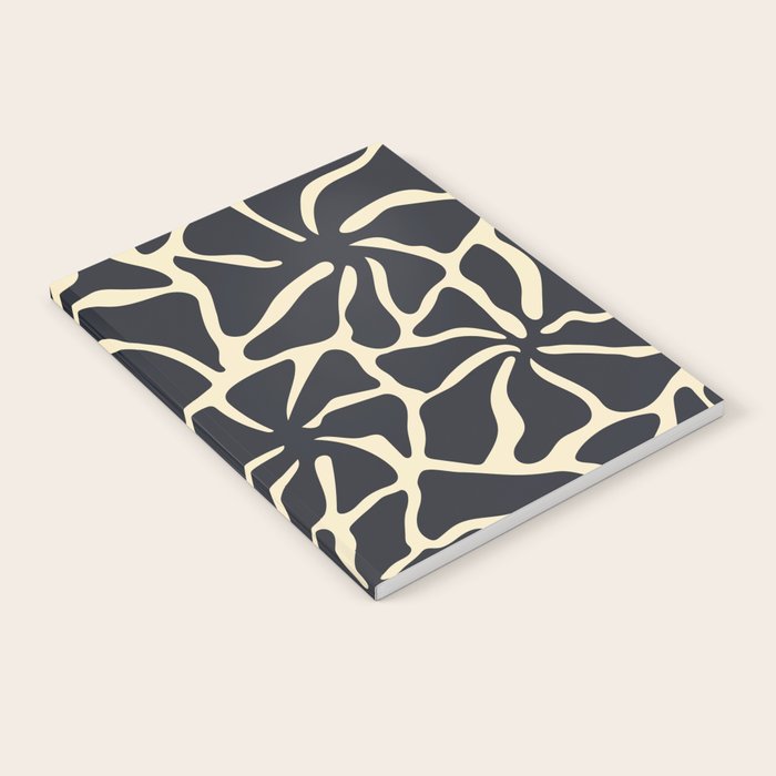 Black and white abstract flower art pattern Notebook Gallery Image 2