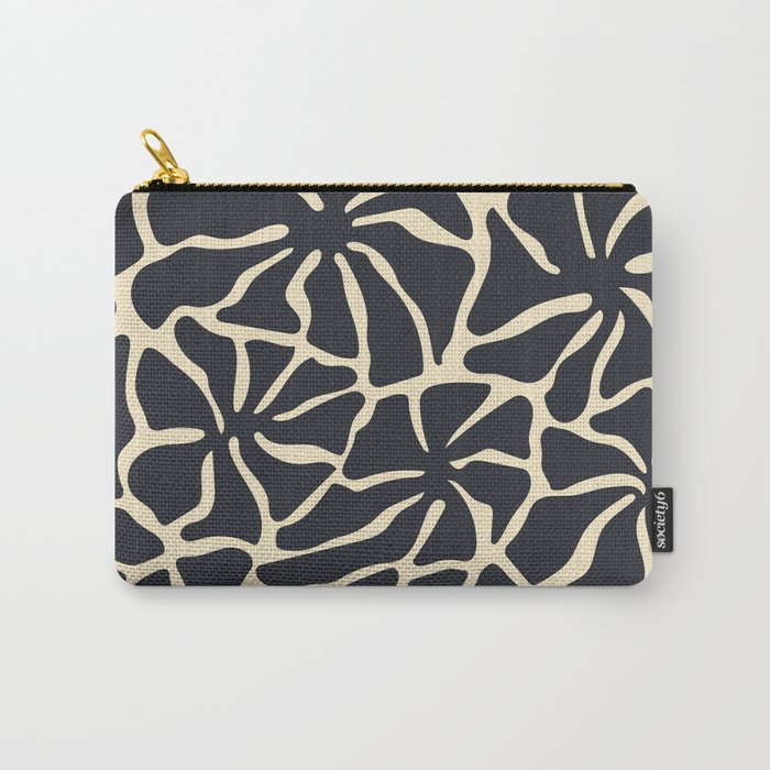 Black and white abstract flower art pattern Carry All Pouch Gallery Image 1