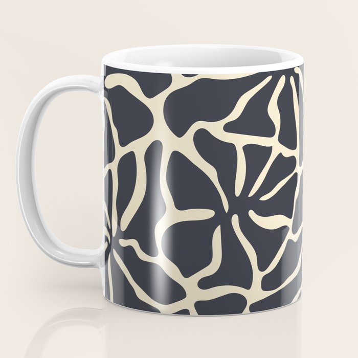 Black and white abstract flower art pattern Coffee Mug Gallery Image 3