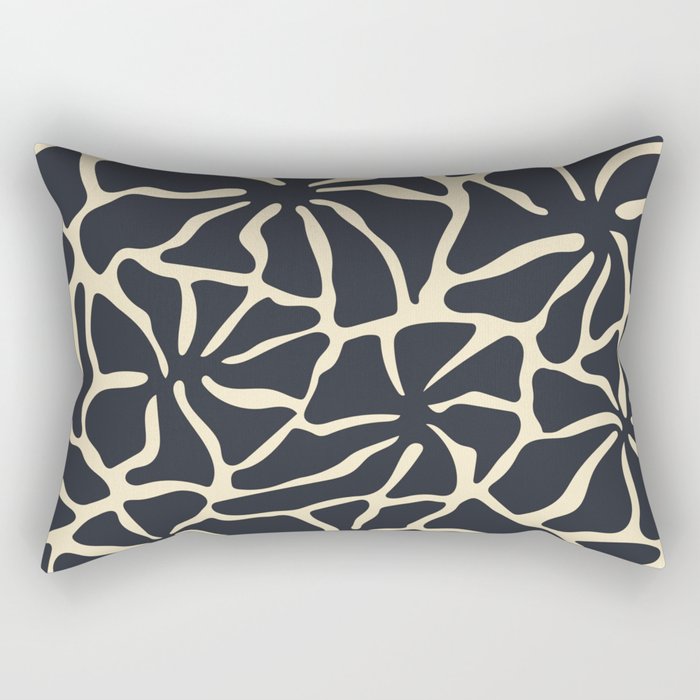 Black and white abstract flower art pattern Rectangular Pillow Gallery Image 1
