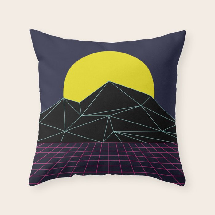 Outrun to the Sun / 80s Retro Throw Pillow Gallery Image 1
