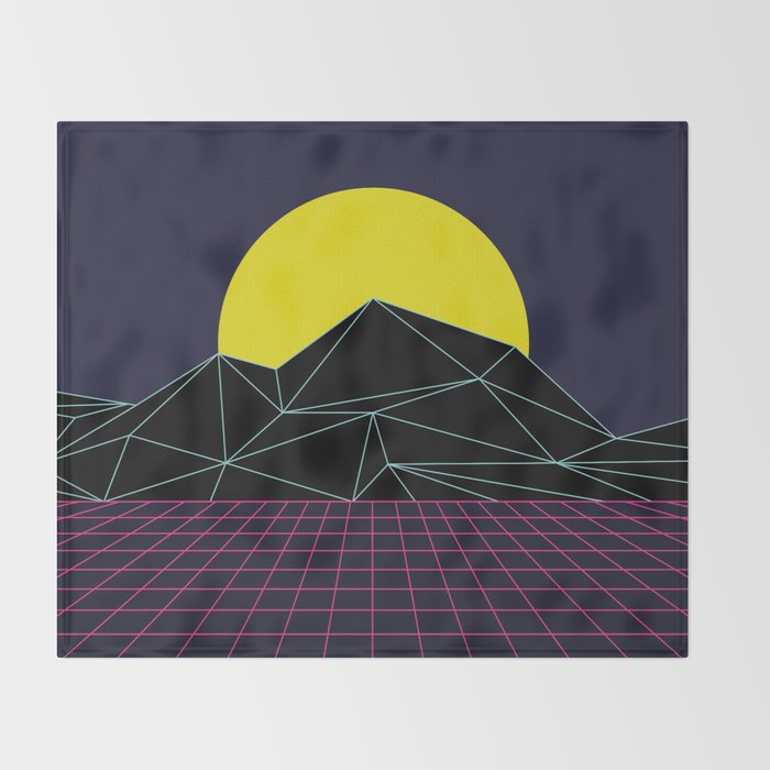 Outrun to the Sun / 80s Retro Throw Blanket Gallery Image 2