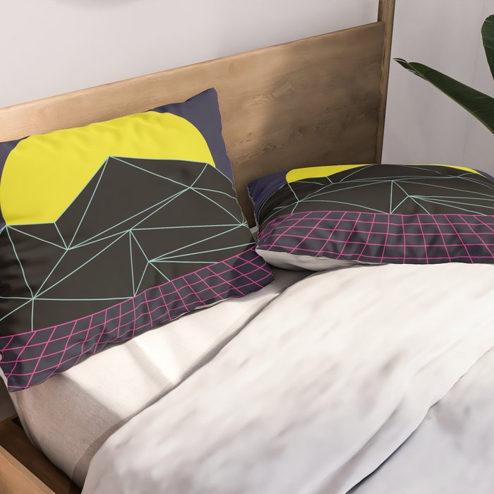 Outrun to the Sun / 80s Retro Pillow Sham Gallery Image 2