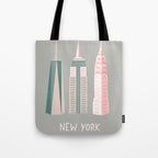 New York - pink green  Tote Bag Gallery Image 1