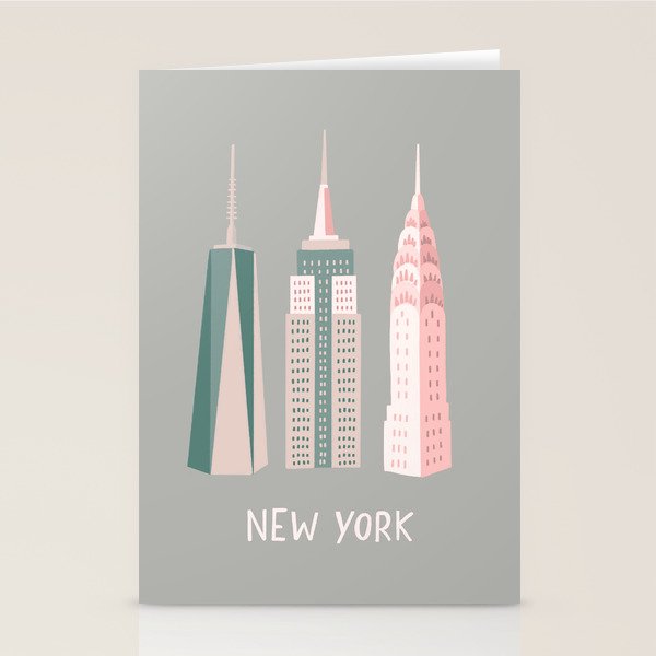 New York - pink green  Stationery Card Gallery Image 1