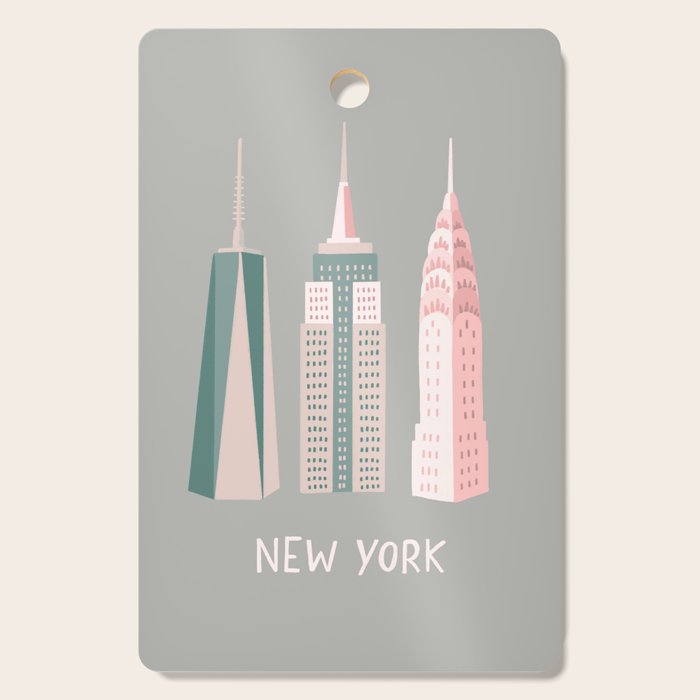 New York - pink green  Cutting Board Gallery Image 1