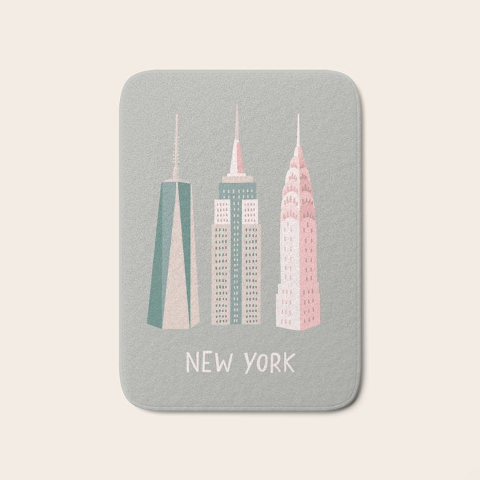 New York - pink green  Bath Mat Gallery Image 1