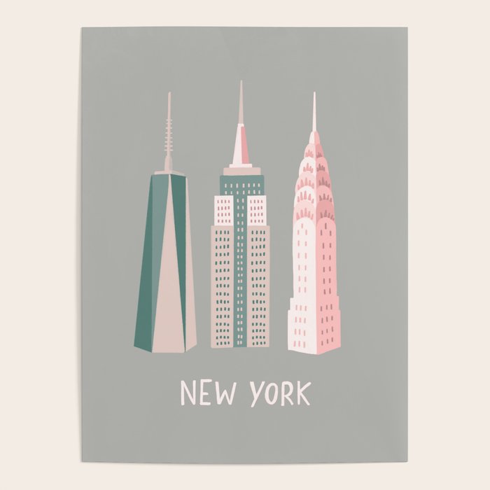 New York - pink green  Poster Gallery Image 1