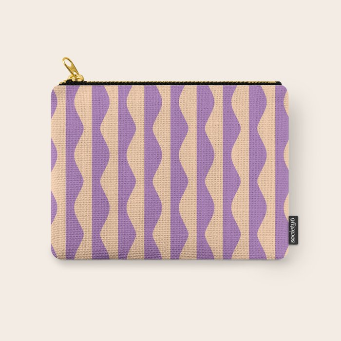 Retro Wavy Lines Pattern in Purple & Peach Carry All Pouch Gallery Image 1