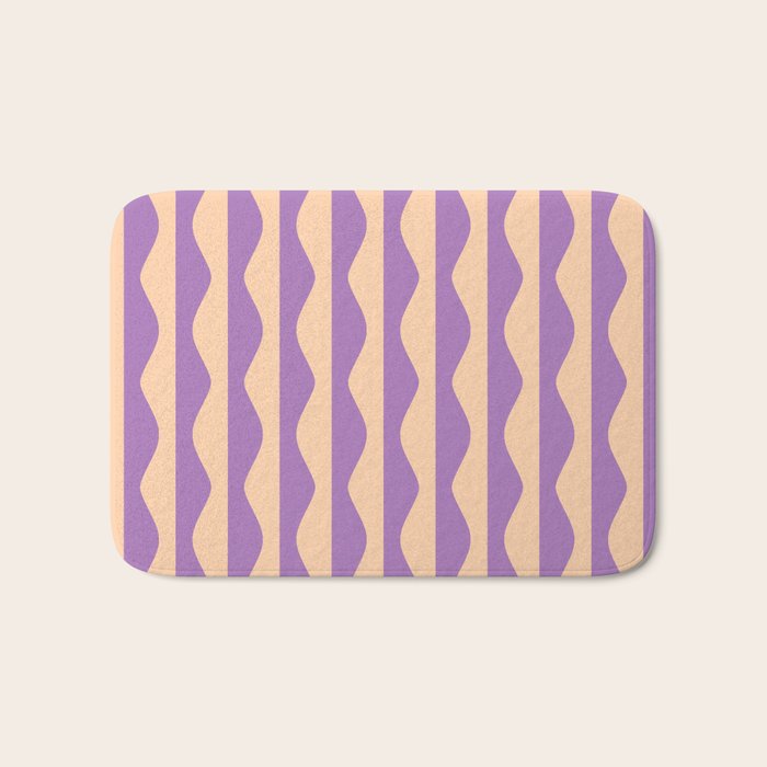 Retro Wavy Lines Pattern in Purple & Peach Bath Mat Gallery Image 1
