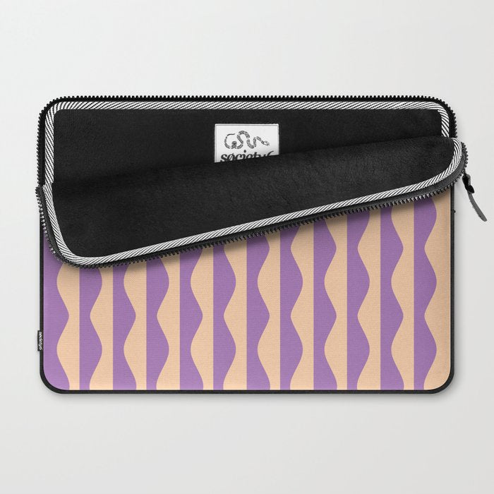 Retro Wavy Lines Pattern in Purple & Peach Laptop Sleeve Gallery Image 2