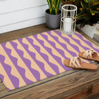 Retro Wavy Lines Pattern in Purple & Peach Outdoor Rug Gallery Image 2