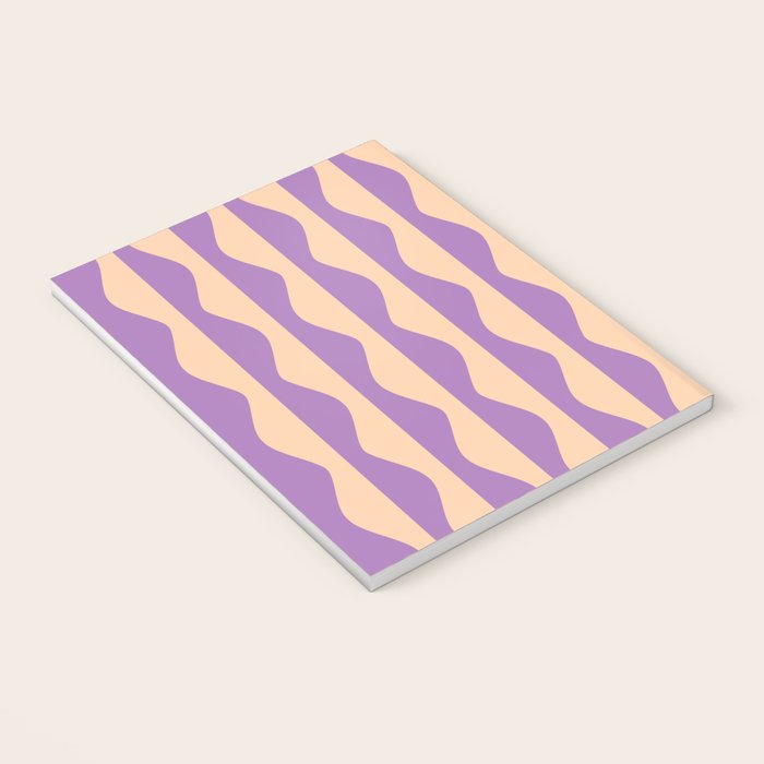 Retro Wavy Lines Pattern in Purple & Peach Notebook Gallery Image 3