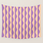 Retro Wavy Lines Pattern in Purple & Peach Wall Tapestry Gallery Image 4