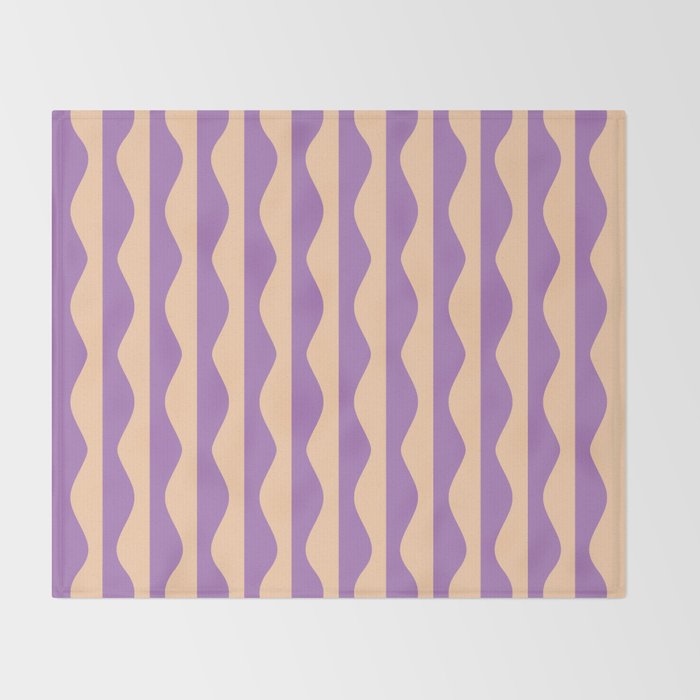 Retro Wavy Lines Pattern in Purple & Peach Throw Blanket Gallery Image 2