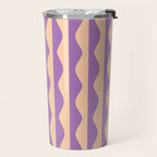 Retro Wavy Lines Pattern in Purple & Peach Travel Mug Gallery Image 2
