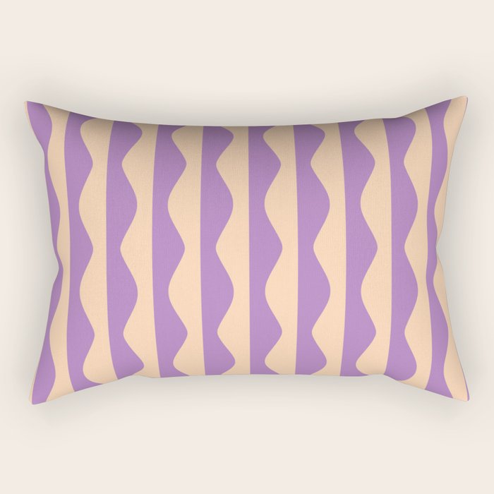 Retro Wavy Lines Pattern in Purple & Peach Rectangular Pillow Gallery Image 1