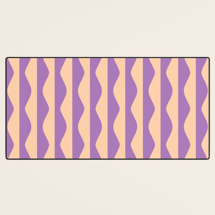 Retro Wavy Lines Pattern in Purple & Peach Desk Mat Gallery Image 3