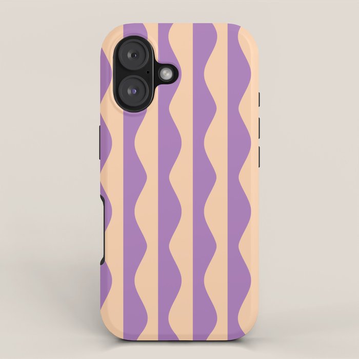 Retro Wavy Lines Pattern in Purple & Peach iPhone Case Gallery Image 1