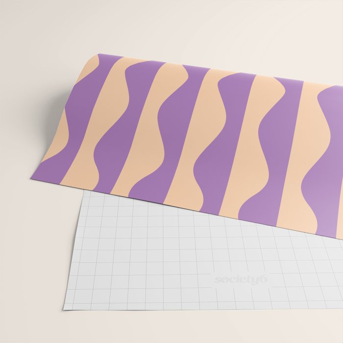 Retro Wavy Lines Pattern in Purple & Peach Wrapping Paper Gallery Image 2