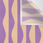 Retro Wavy Lines Pattern in Purple & Peach Wall Tapestry Gallery Image 3