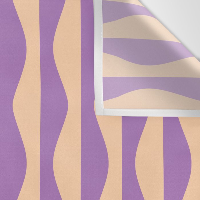 Retro Wavy Lines Pattern in Purple & Peach Wall Tapestry Gallery Image 3