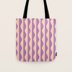 Retro Wavy Lines Pattern in Purple & Peach Tote Bag Gallery Image 1